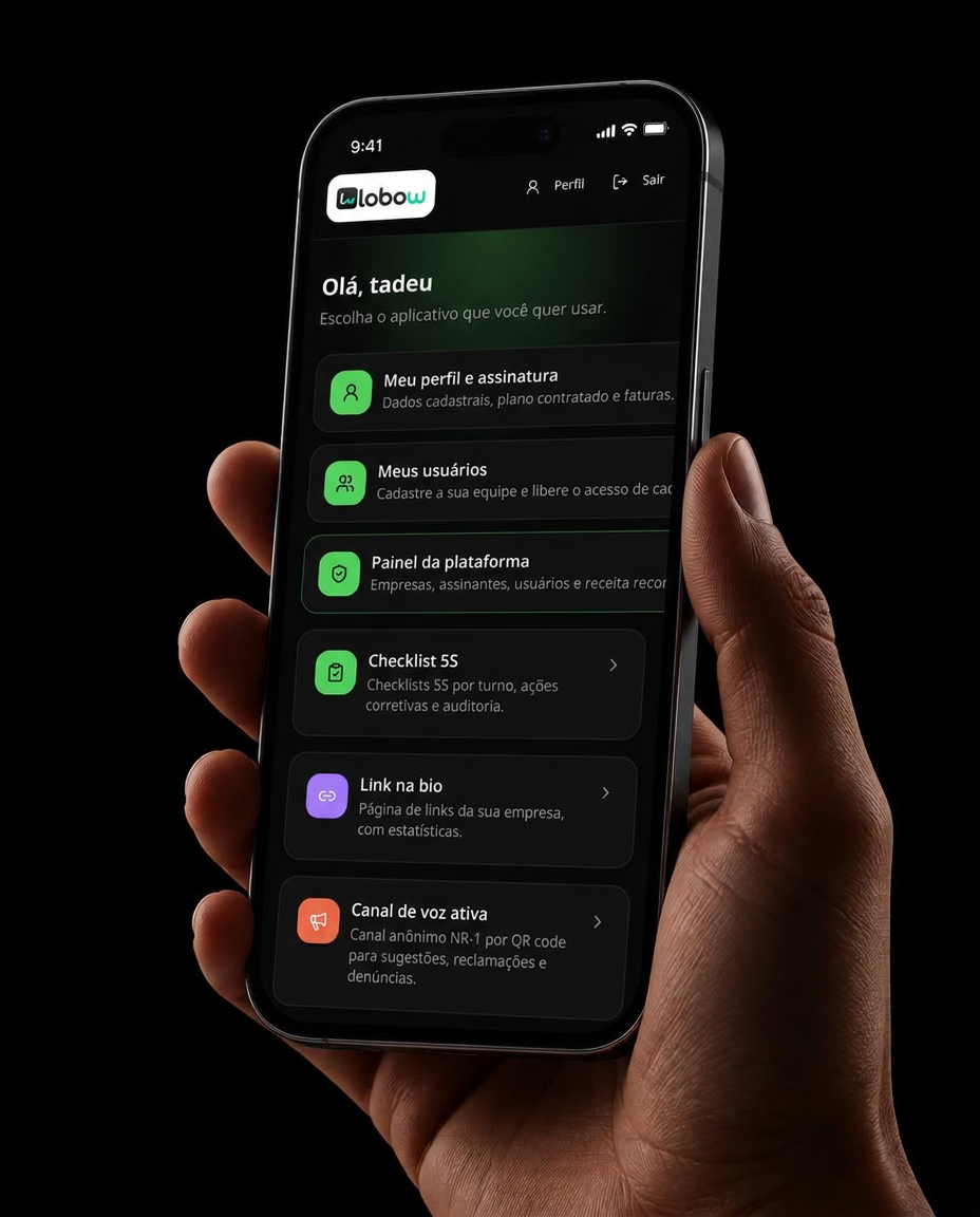 Aplicativo do Lobow sendo usado no celular